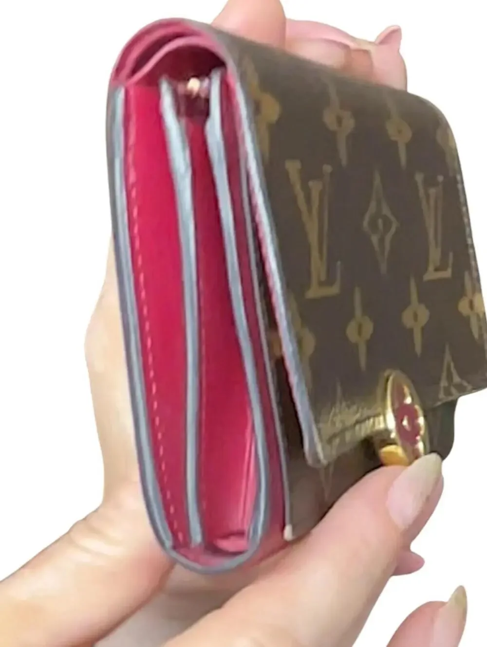 Louis Vuitton Portefeuille Flore Compact Monogram Fuchsia Pink Flower Wallet